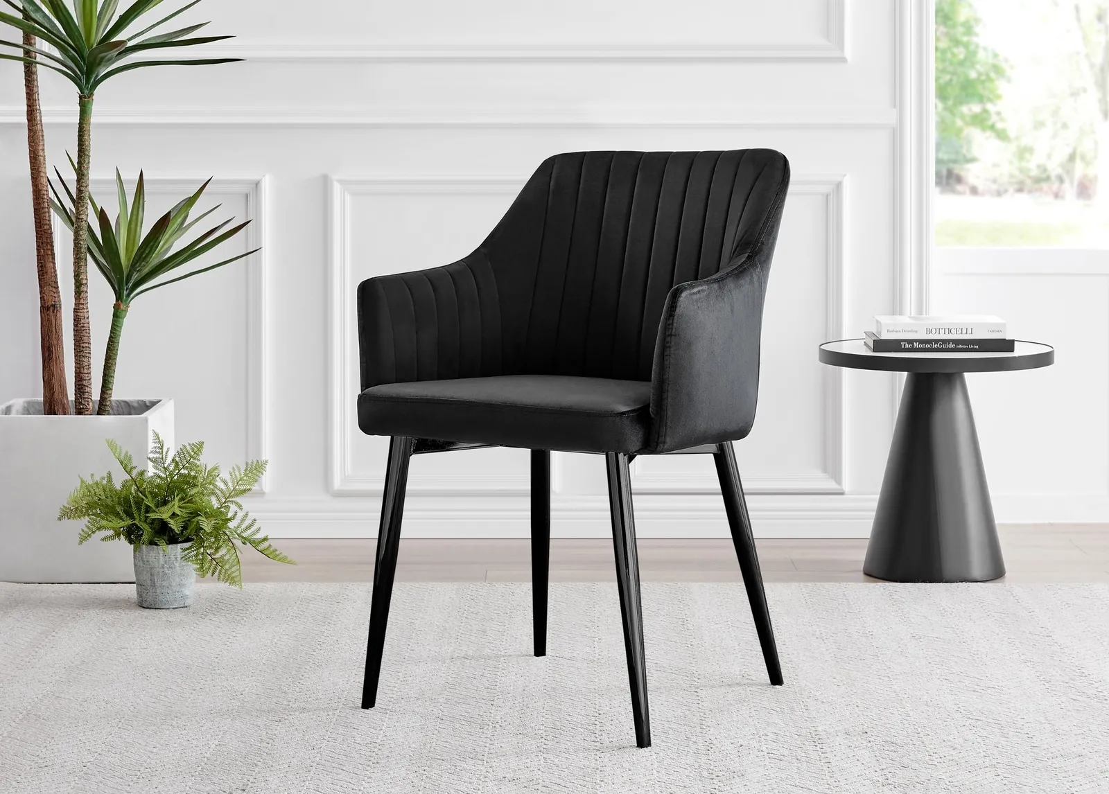 FurnitureboxUK Set of 2 Calla Deep Padded Dining Chairs Upholstered in Soft Velvet With Black Metal Legs 3
