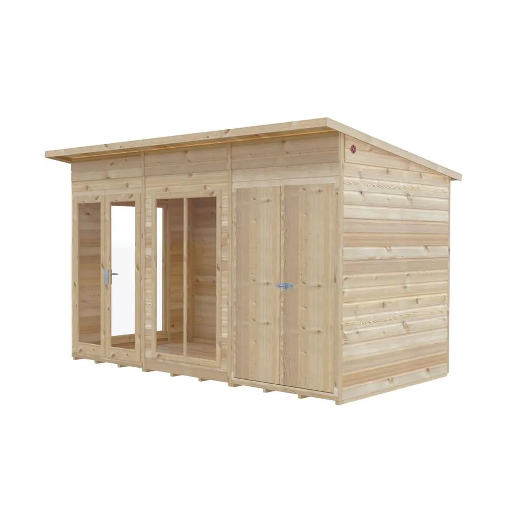 Shires Lela 12x6 Summerhouse including Storage - L185.8 x W357 x H228.4 cm in Light Brown 2