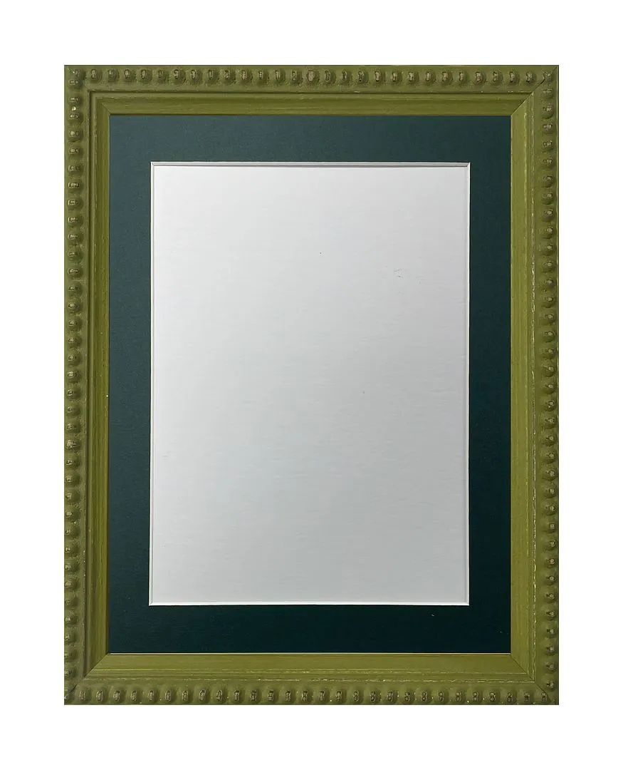 Frames by Post Crown Olive Green with Mount 30 x 30 CM for Image Size 8 x 8 Inch in Dark Olive