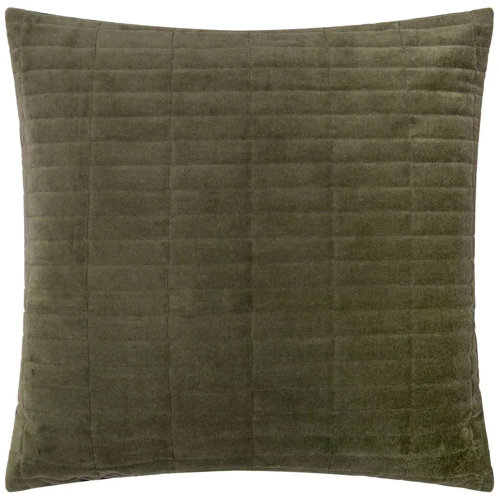 Yard Dales Quilted 100% Cotton Velvet Cushion in Green 2
