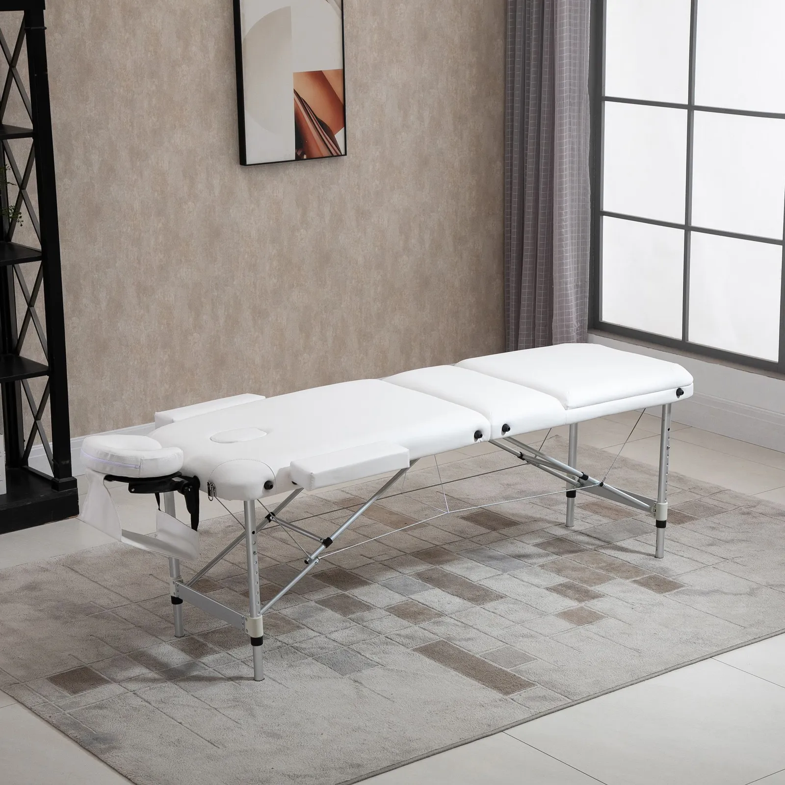 HOMCOM Portable Massage Table Beauty Therapy Couch Bed Spa Aluminum in White