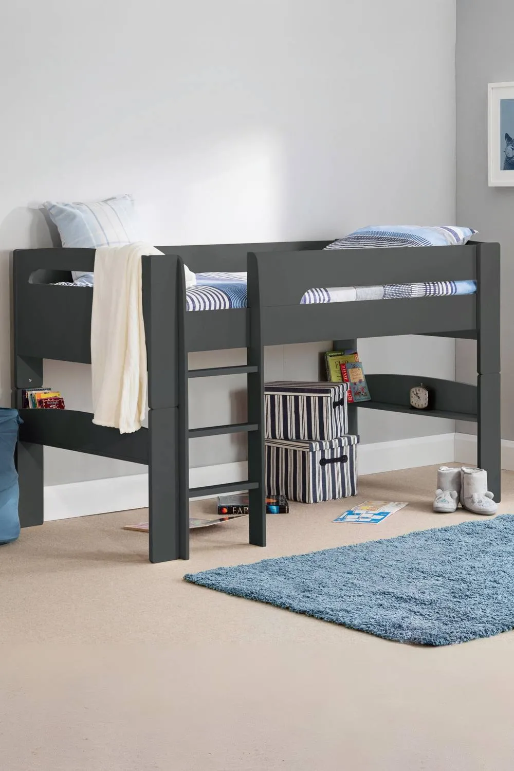 Julian Bowen Pluto Convertible Midsleeper Bed in Dark Grey