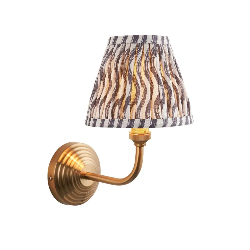 Netlighting Obelisk Arc Wall Light Grey Fabric Ripple Shade 16cm B22 in Gold