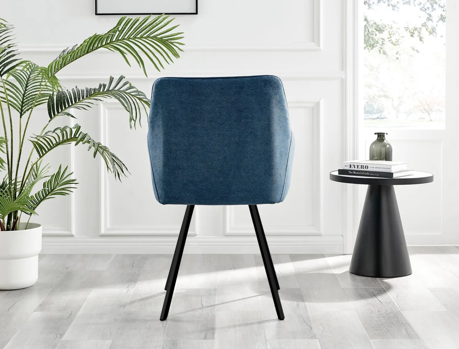 FurnitureboxUK Set of 2 Falun Deep Padded Dining Chairs Upholstered in Soft & Durable Fabric With Black Legs in Blue 6