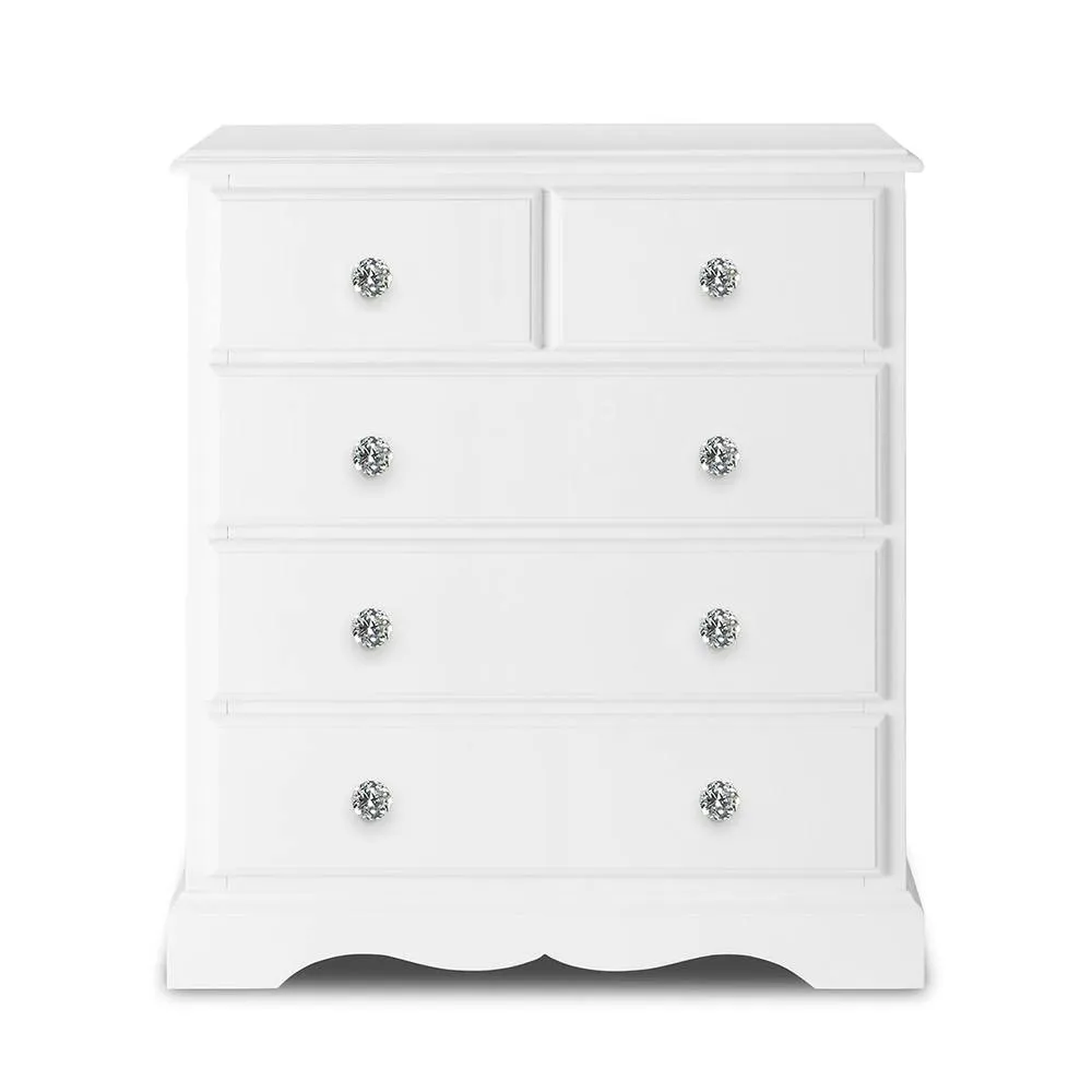 Statement Furniture Romance 2 Over 3 Chest of Drawers with Crystal Handles in Cool White
