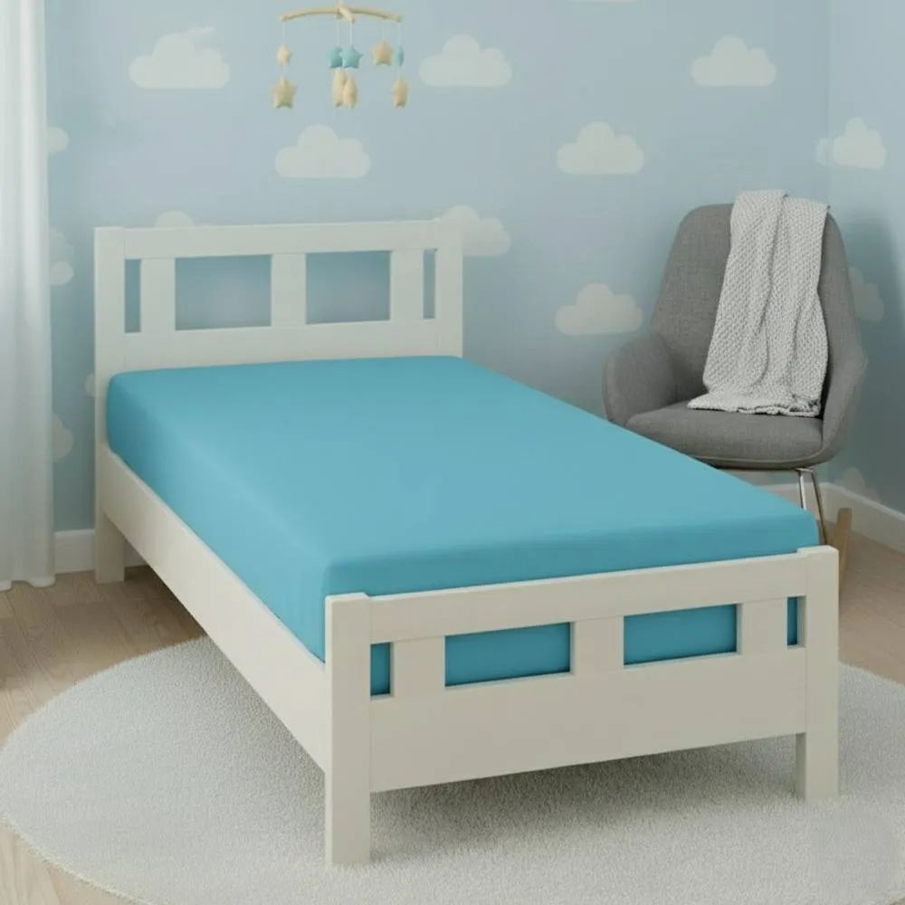 Snug City Flannelette Cot Bed Fitted Sheet Soft Brushed Cotton Bedding Comfort in Blue