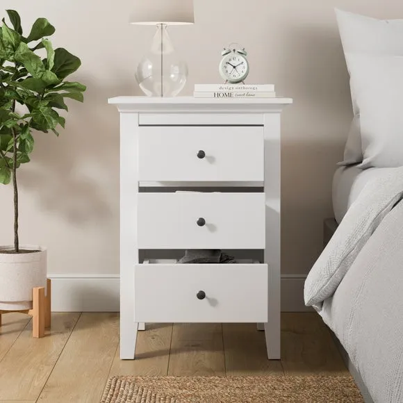 Lynton 3 Drawer Bedside Table, White 2
