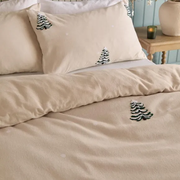 Furn. Pine Tree Tufted 100% Brushed Cotton Duvet Cover & Pillowcase Set 2