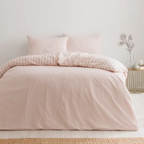 Durham Stripe 100% Cotton Duvet Cover and Pillowcase Set 4