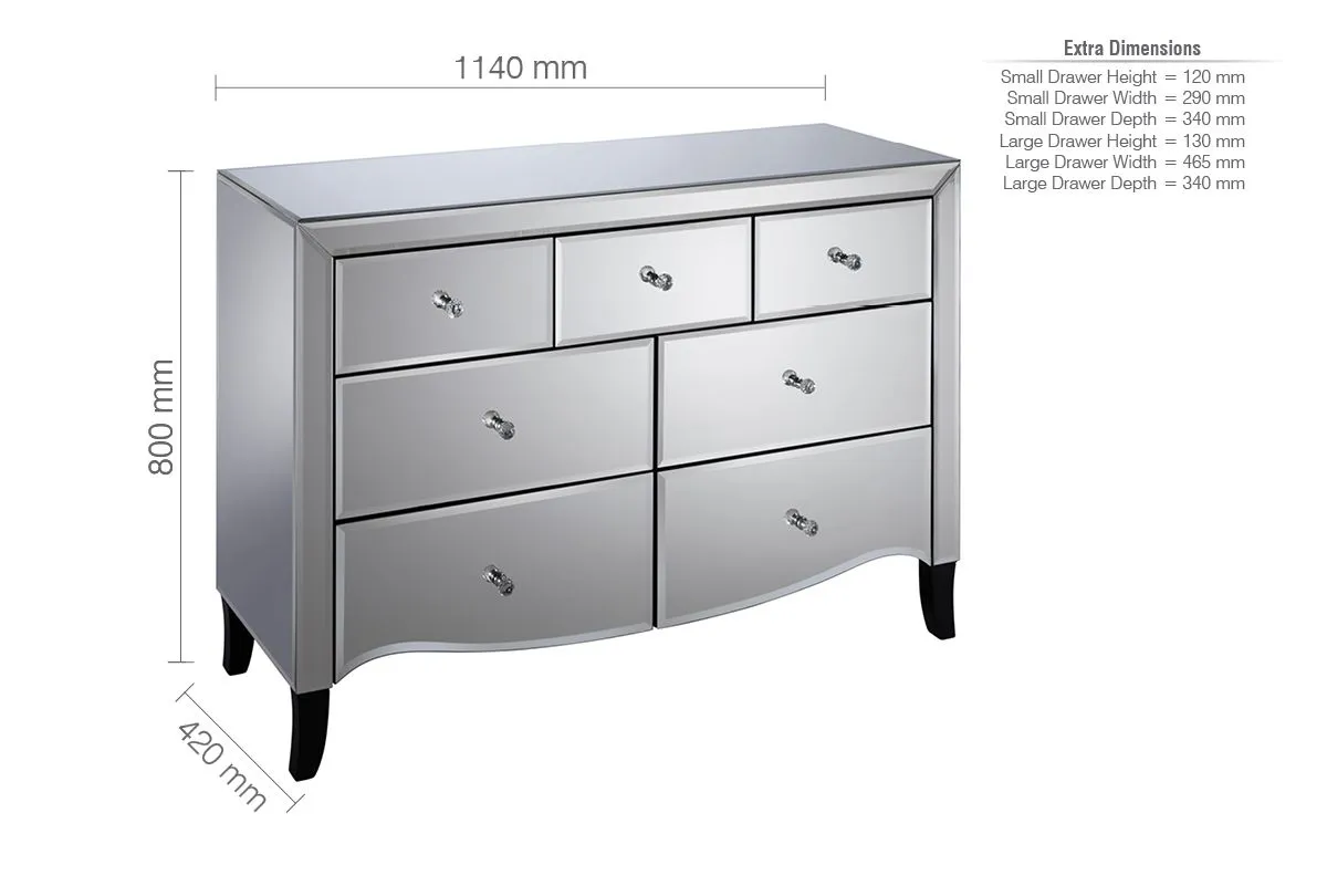 Birlea Palermo 3 Over 4 Chest Mirrored in Silver 6
