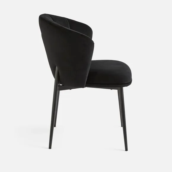 Kiley Dining Chair with Black Legs, Velvet 6