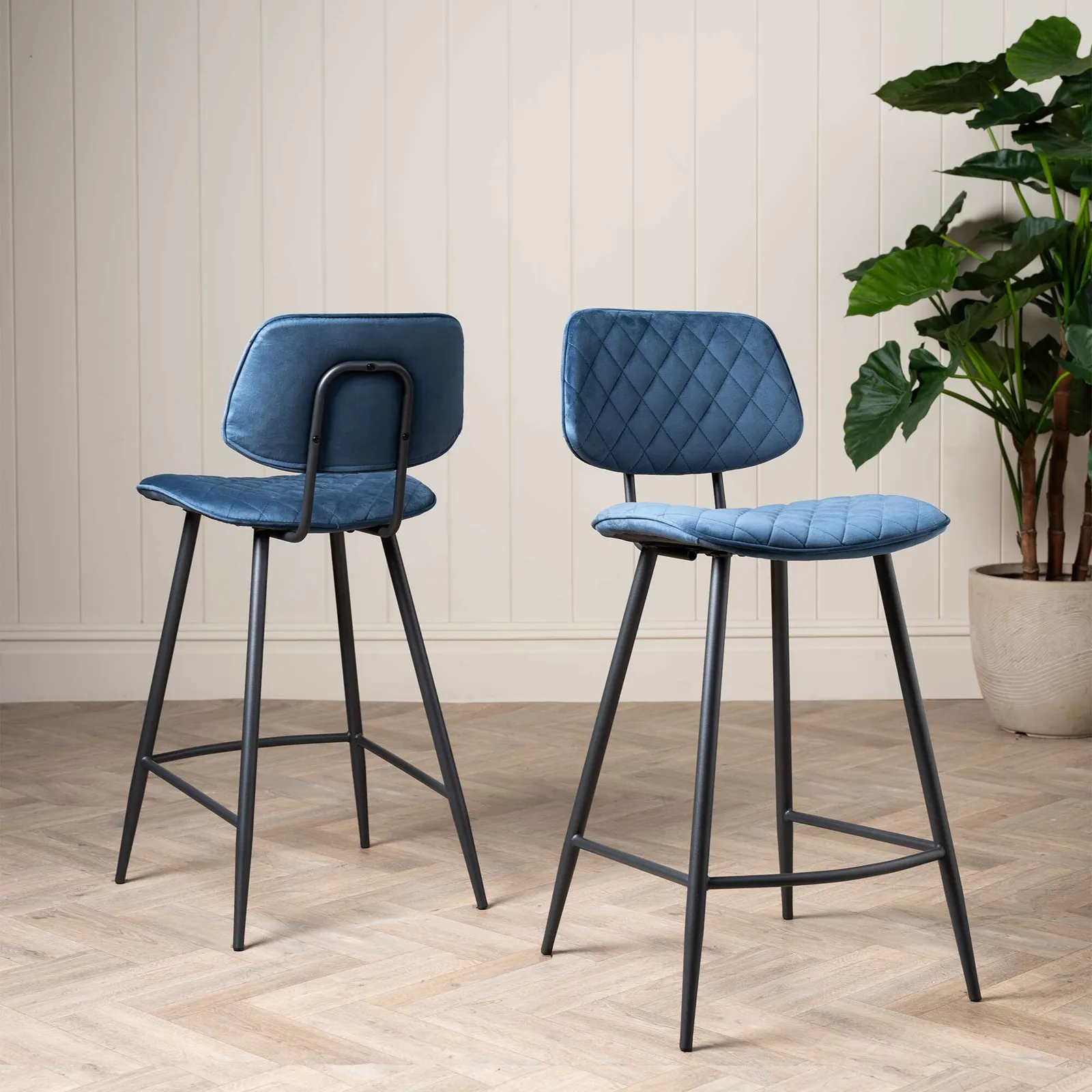 Archer Counter Stool, Blue Velvet | Barker & Stonehouse 3
