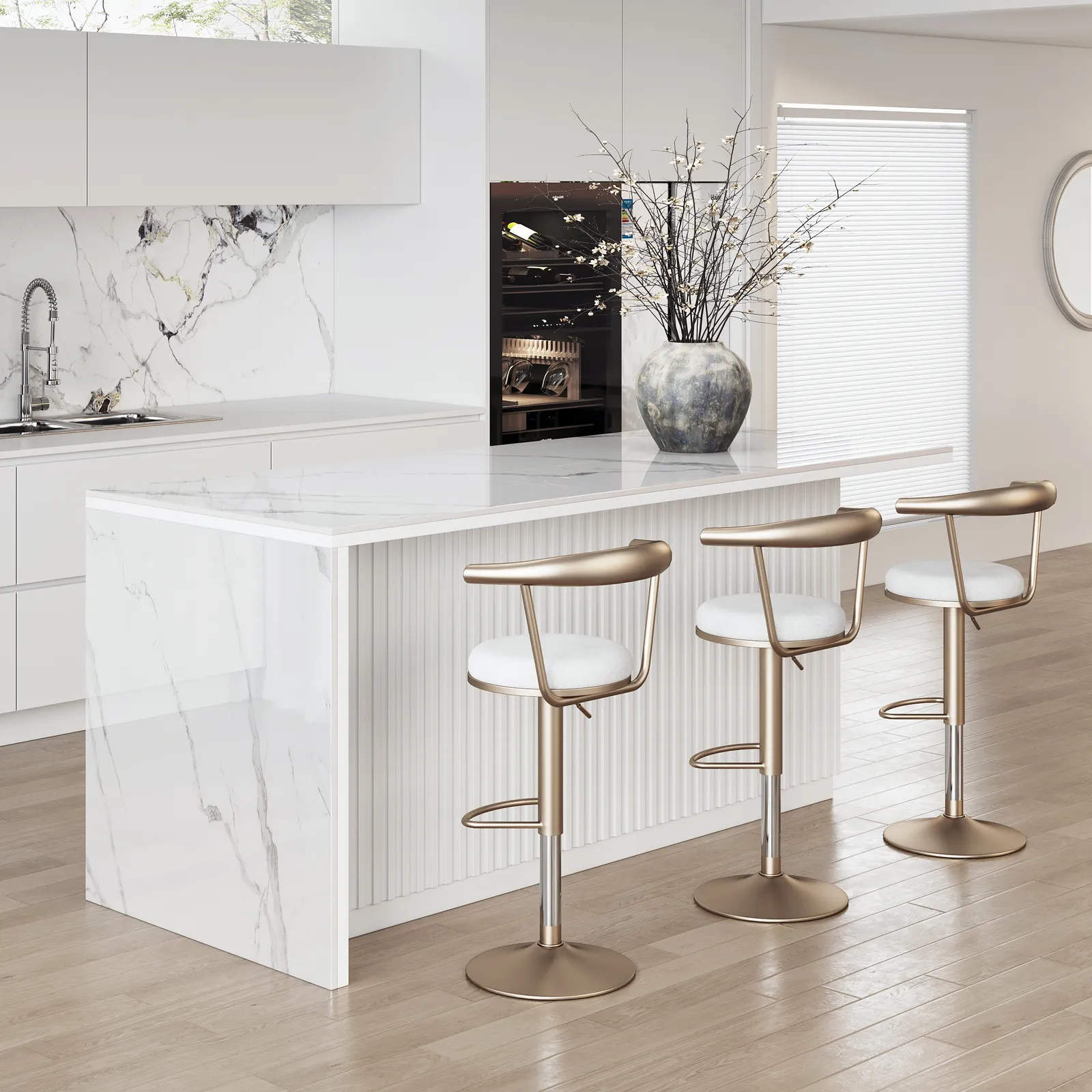 180 cm Kitchen Islands Sintered Stone Top White Modern with Storage