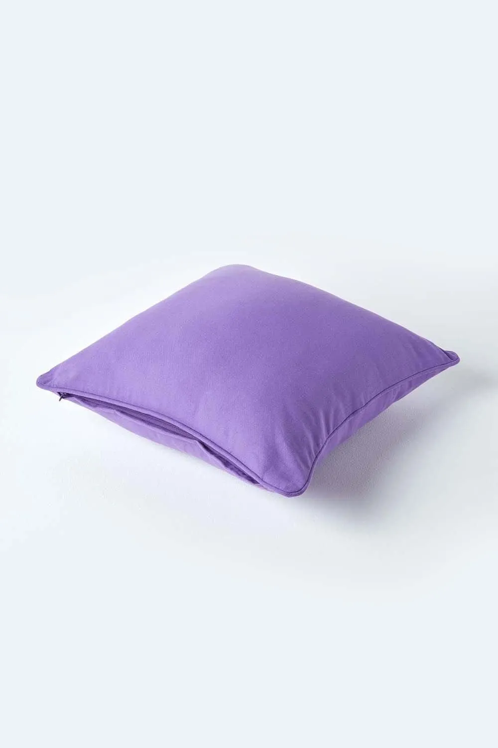 Homescapes Cotton Plain Cushion Cover in Purple 3