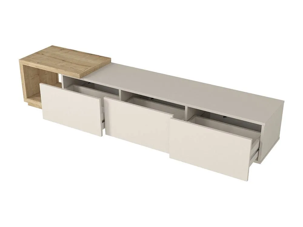 Vente-unique TV Unit With 3 Drawers & 1 Open Shelf - Beige & Light Natural 6