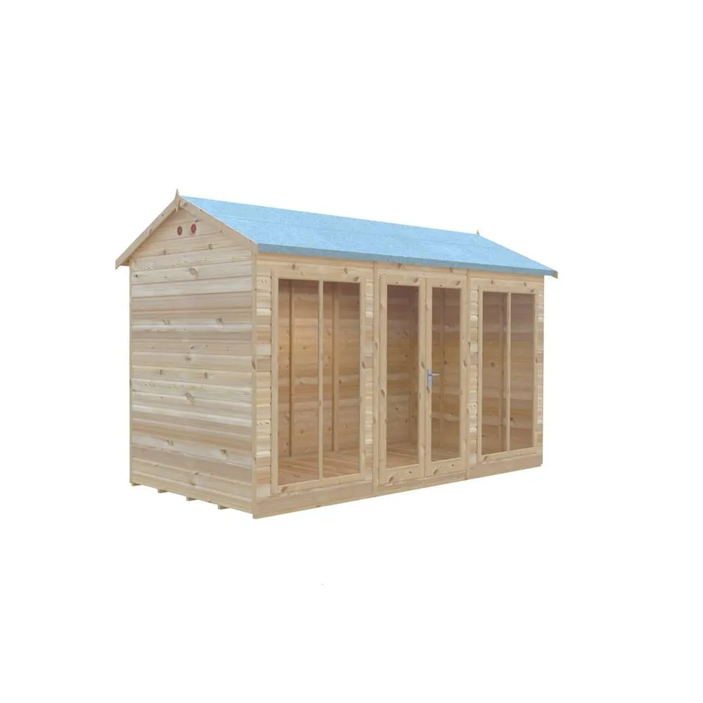 Shires Mayfield 12 x 6 Summerhouse - Wood - L179 x W357 x H240.9 cm in Light Brown 3