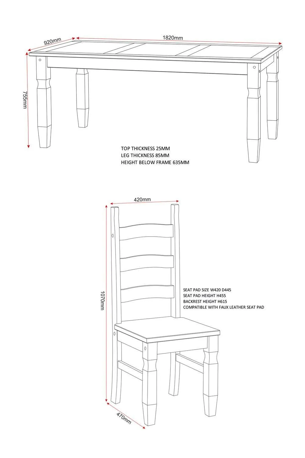 Seconique Corona 6' Dining Set in Natural 6