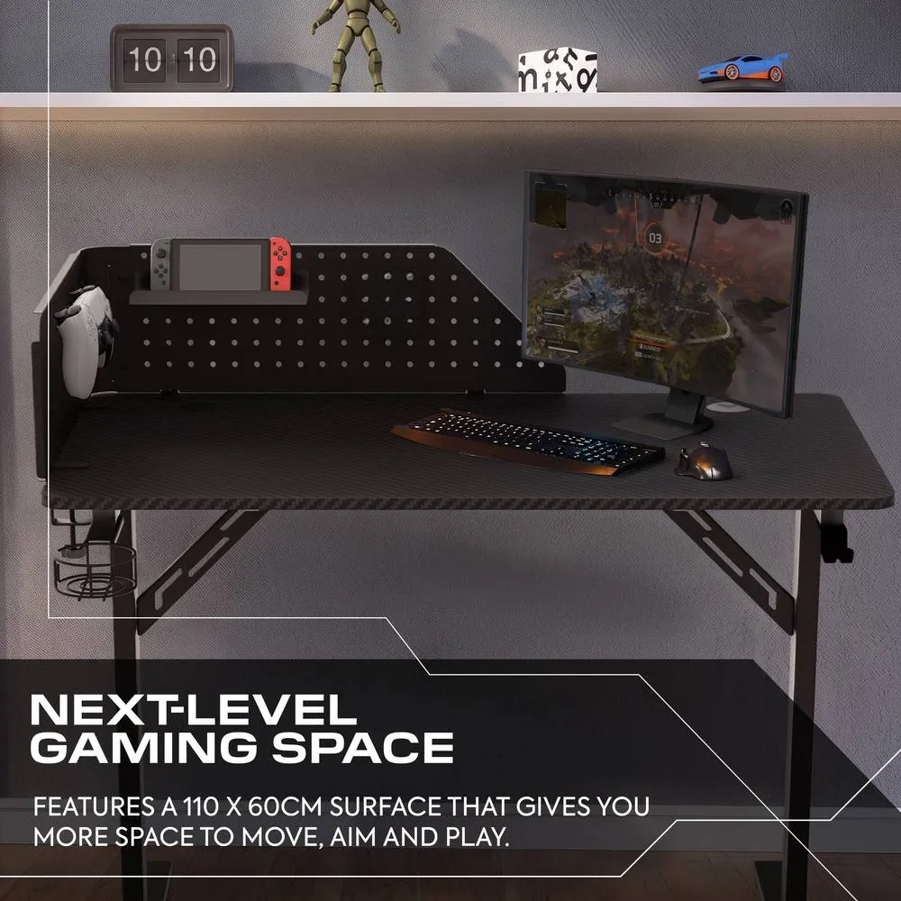 X Rocker Vortex 110cm Gaming Desk with Pegboard & Accessories in Black 3