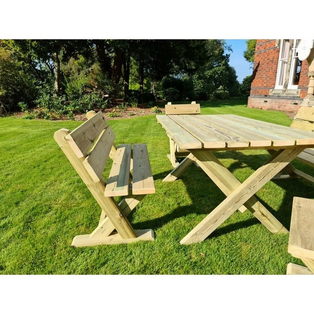 Churnet Valley Garden Furniture Ltd Ashcome Table Set Sits 6, 2 Bench & 4 Chairs - Set of Cushions Inc in Brown 3
