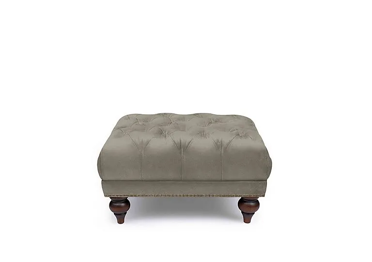 Shackleton Leather Square Footstool with Turned Feet