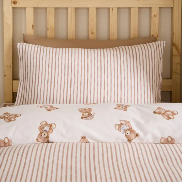 Catherine Lansfield Teddy Bear Brushed Cotton Duvet Cover & Pillowcase Set 4