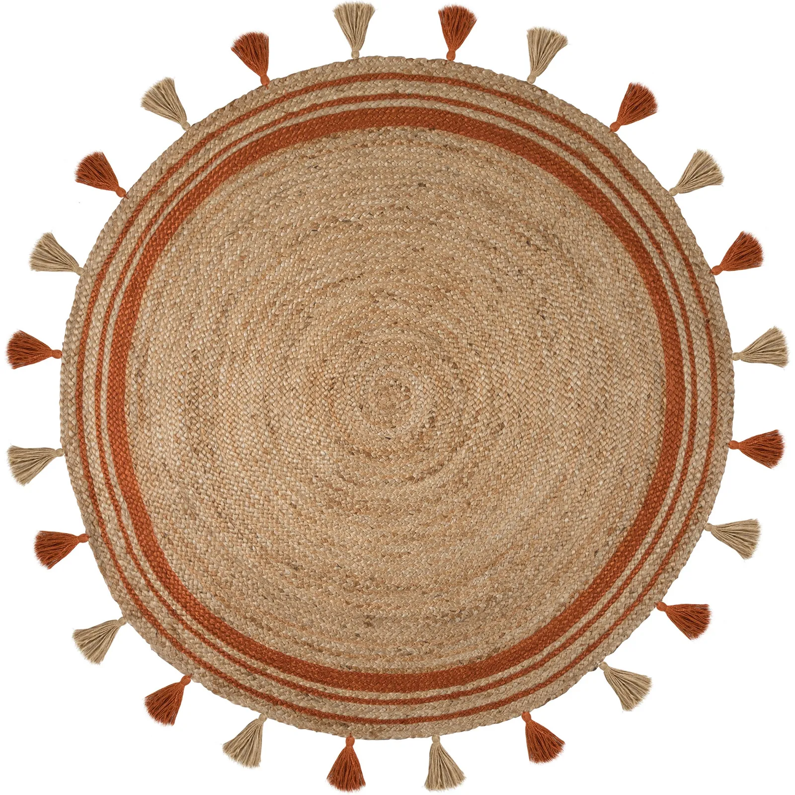 Istanbul Jute Circle Rug Orange and Brown