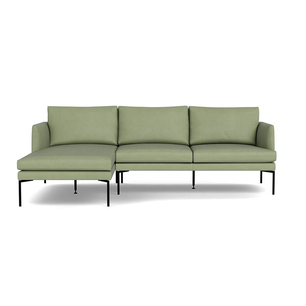 Heal's Matera Left Hand Facing Chaise Sofa Siena Cotton Pistachio Black Feet 1