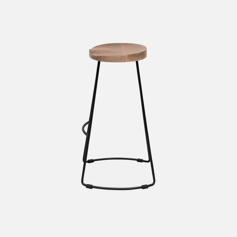 sweeek Set Of 4 Industrial Metal & Wooden Bar Stools in Light Brown 3