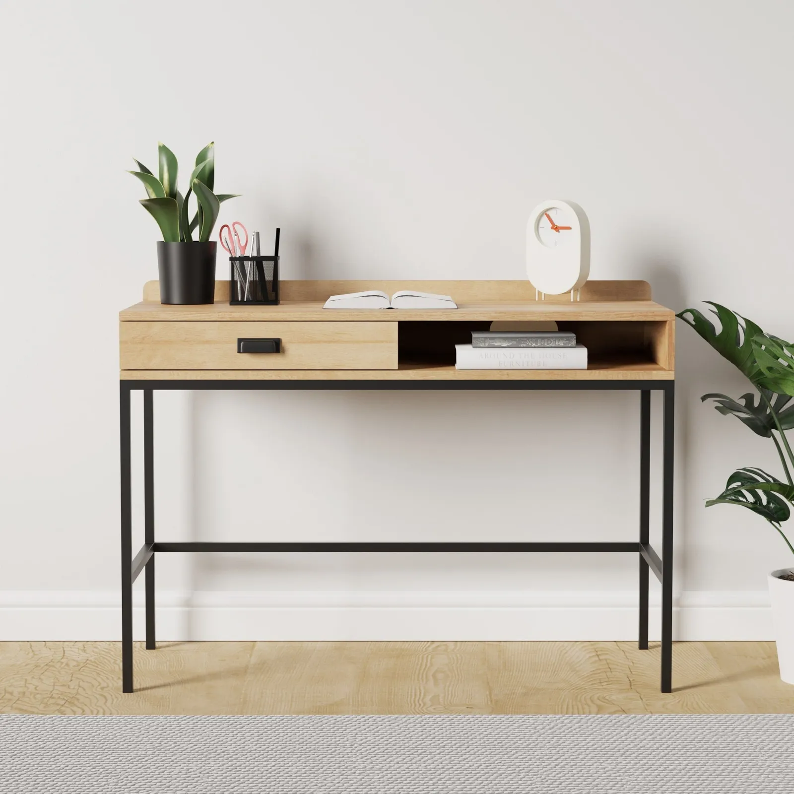 Fulton Oak Effect Desk Brown/Black