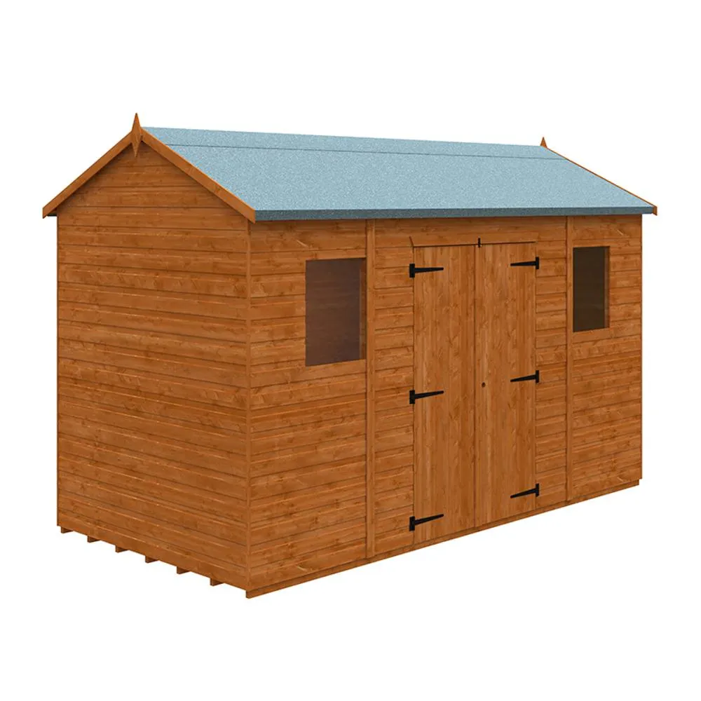 Buttercup Farm 12 x 6 Feet Workman Apex 12mm Shed - Solid Wood/Softwood/Pine in Burnt Orange