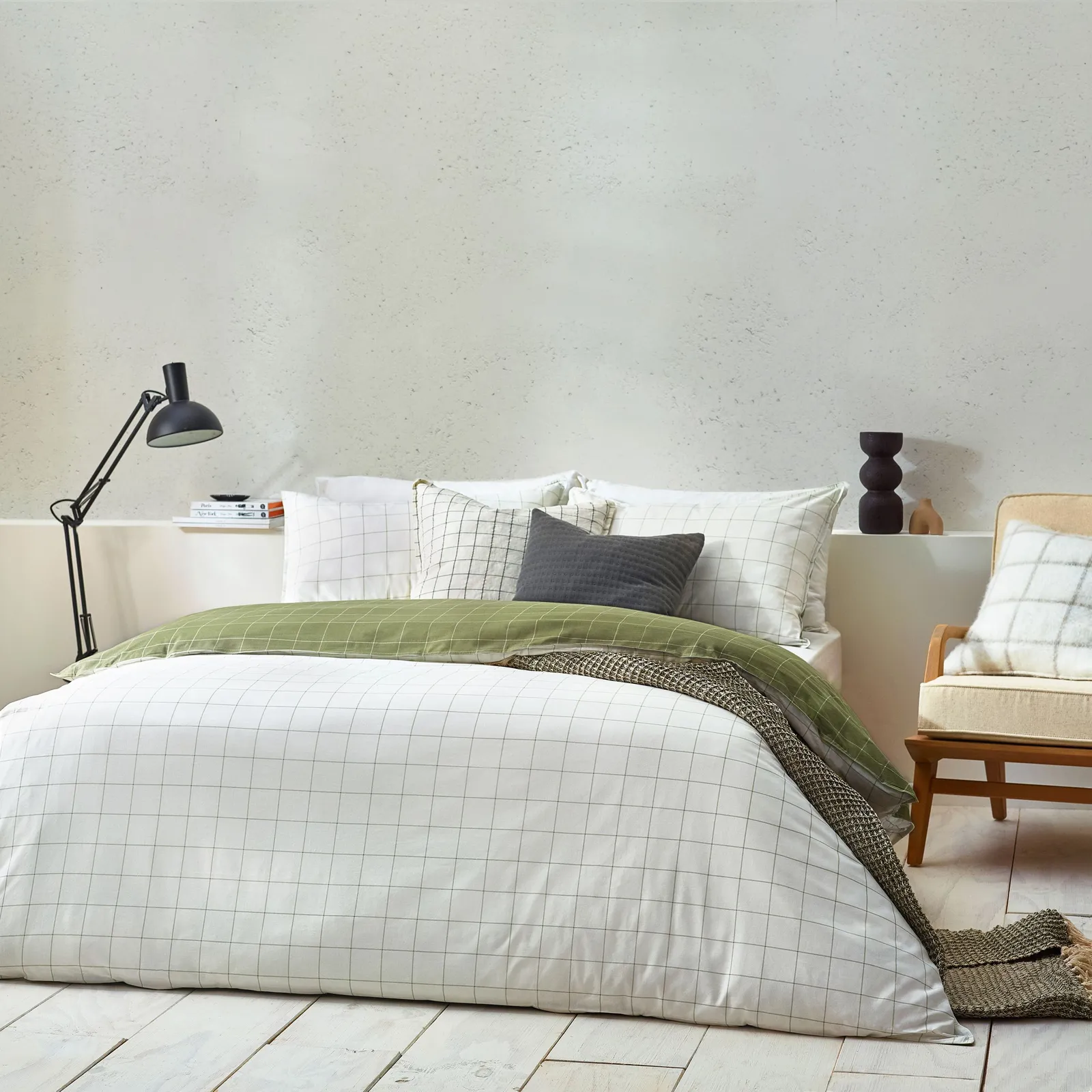 Yard Howarth Check Reversible Duvet Cover Set in Green