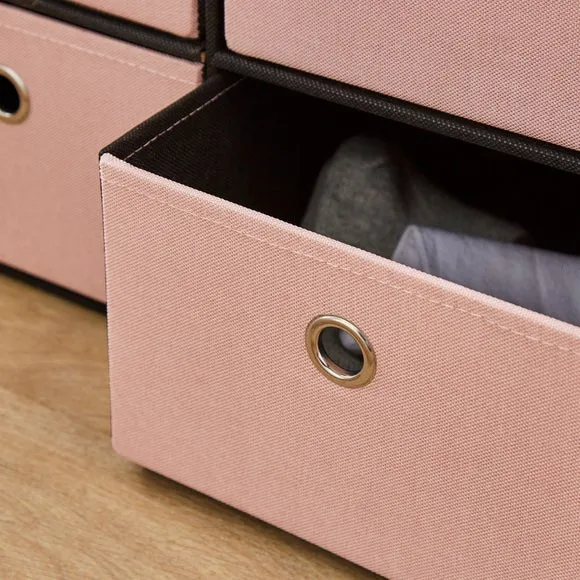 6 Drawer Faux Linen Foldable Ottoman 2