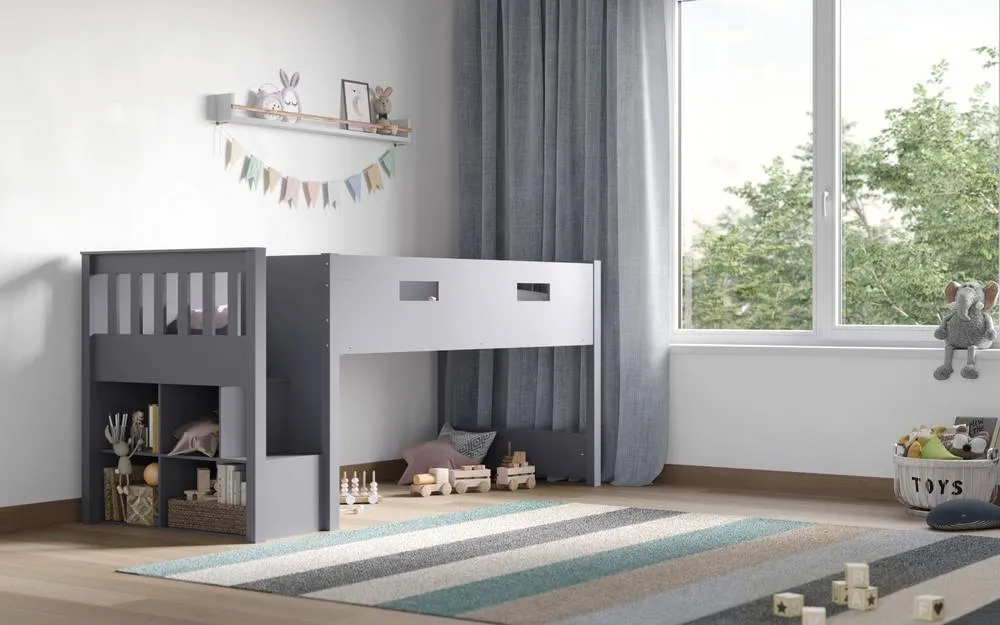 Flair Charlie Staircase Mid Sleeper Cabin Bed in Grey 4