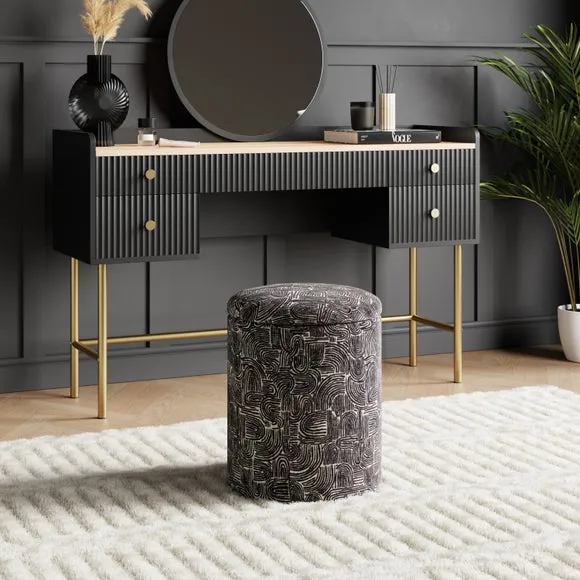 Tray Table Monochrome Swirl Storage Footstool