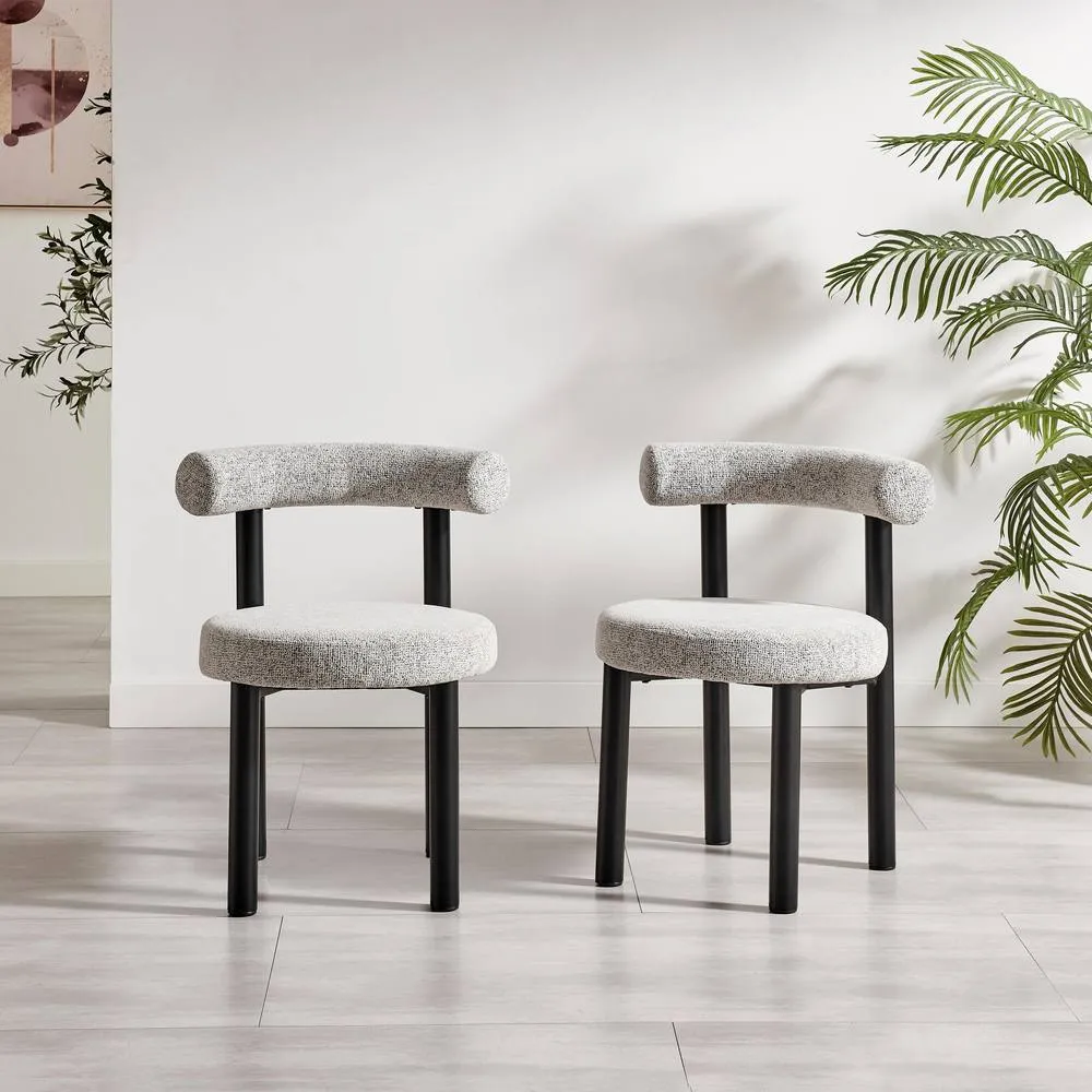 FurnitureboxUK 2x Isola Grey Fabric Dining Chairs Black Legs 2