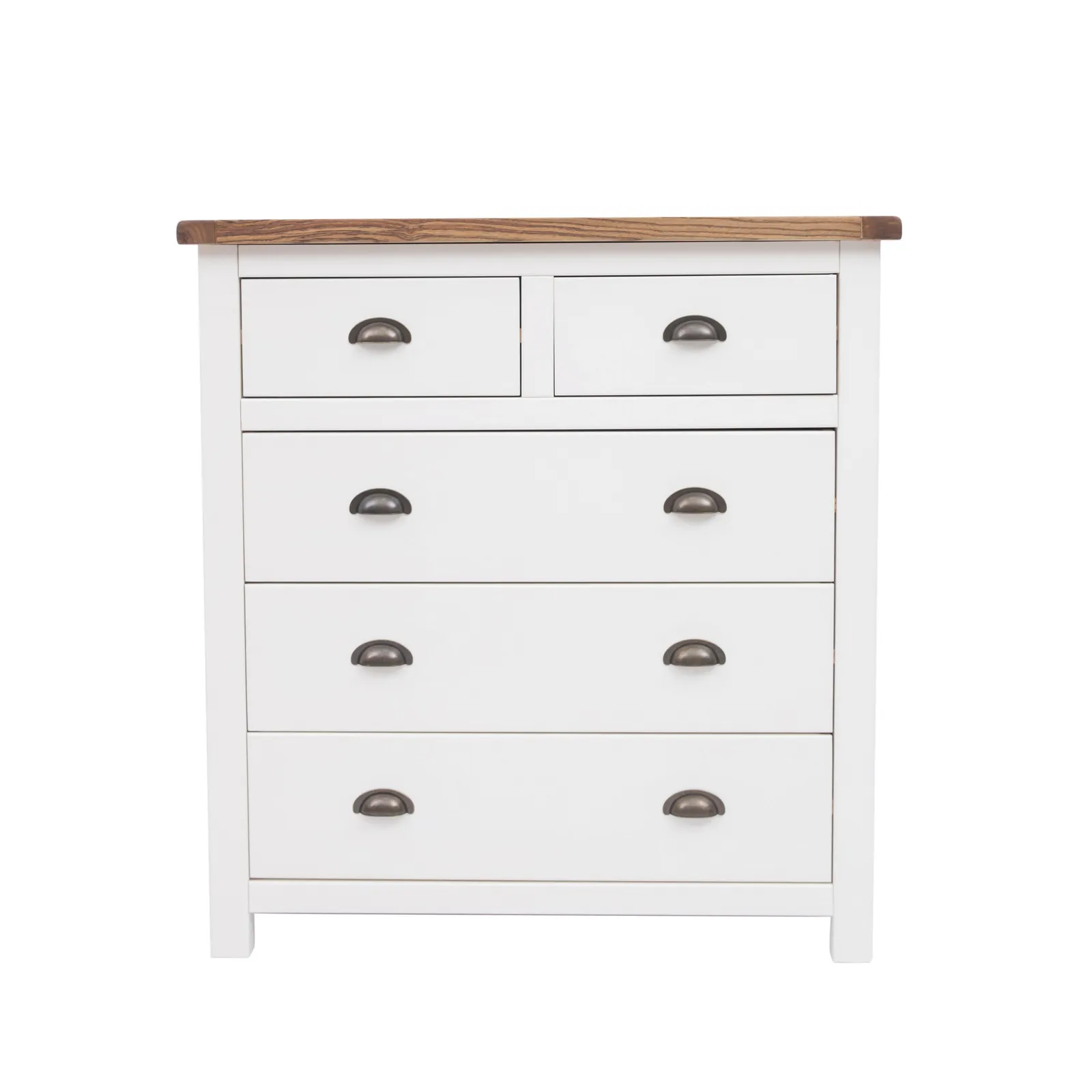 Cabinet Bits Lovere 5 Drawer Chest of Drawers Brass Cup Handle in Off-White