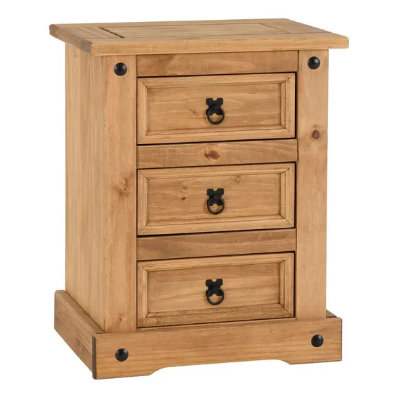Premiere Corona 3 Drawer Bedside Table, Pine 2