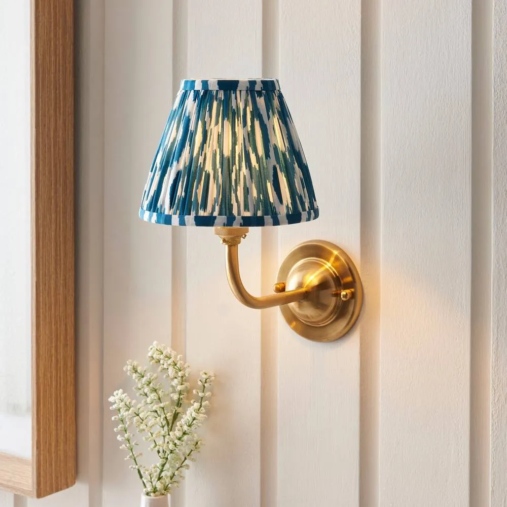 Netlighting Dome Arc Wall Light Blue Fabric Ikat Shade 16cm B22 2