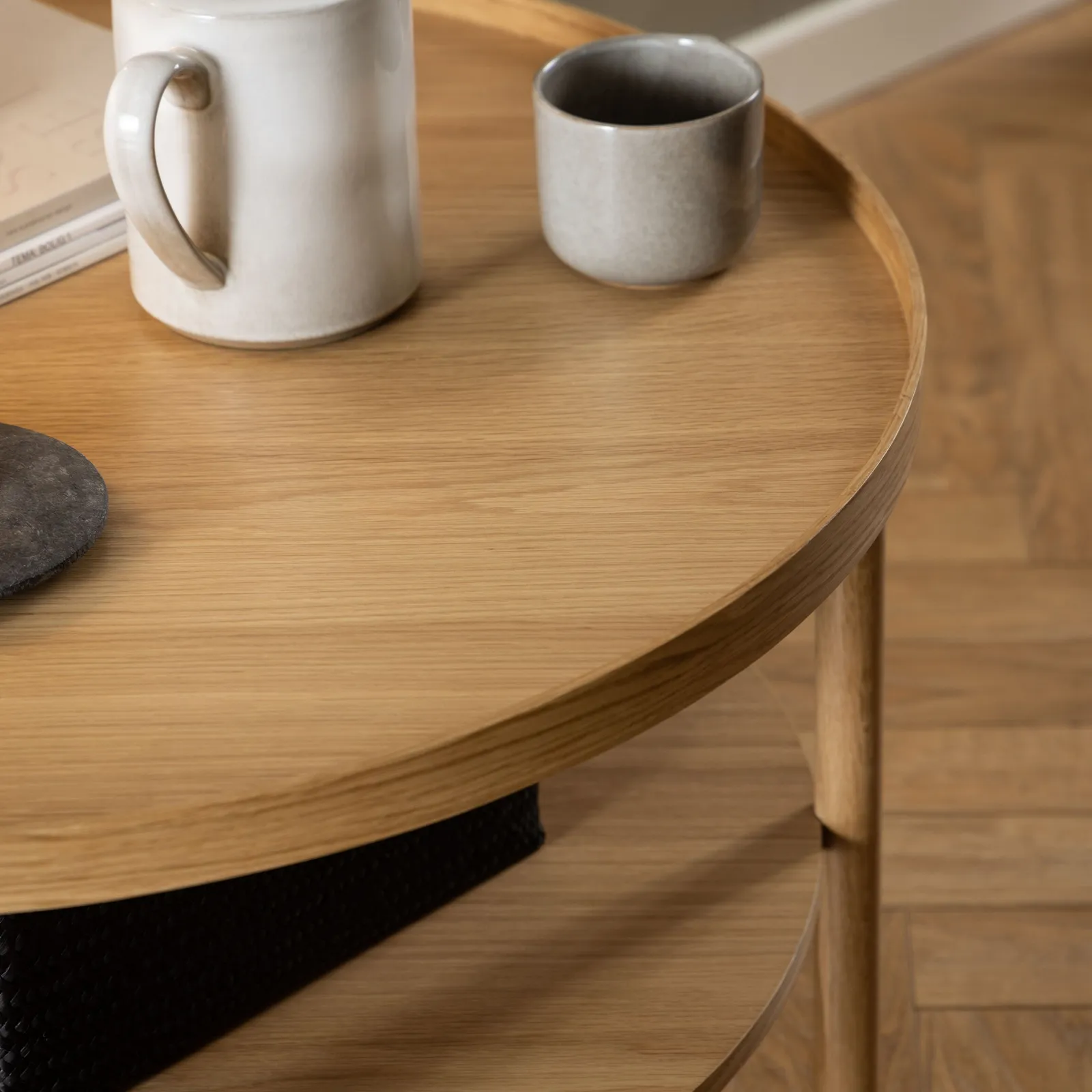 Furniture To Go Banbury Round Coffee Table in Oak 80x42cm in Brown 6