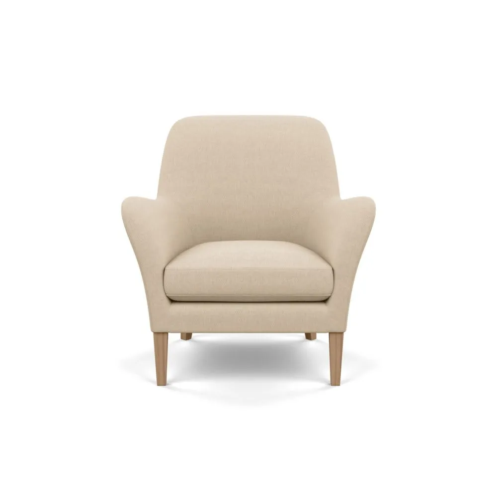 Heal's Wallis Armchair Brushed Cotton Oat Tinted Ash Feet