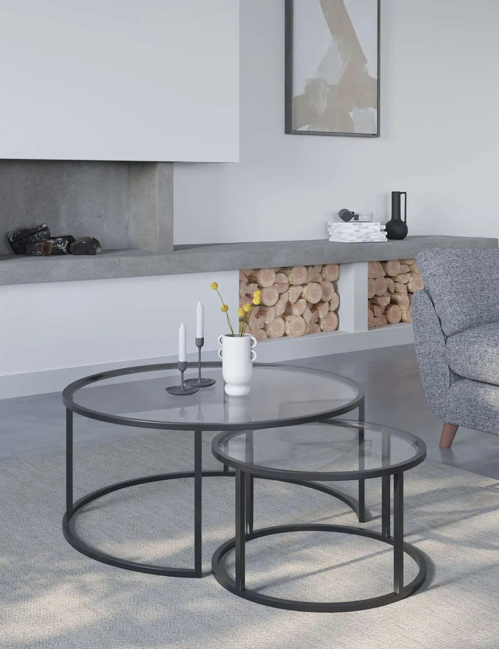 Gallery Direct Milan Metal & Glass Nest of Tables Black