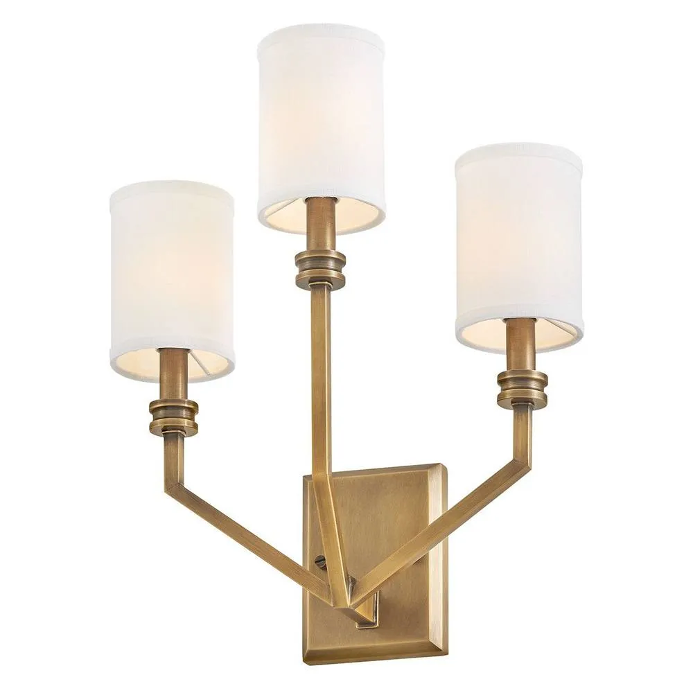 Netlighting Hinkley Moore Candle Wall Lamp Brass Ivory Linen Shade 3x E14 in Gold 4