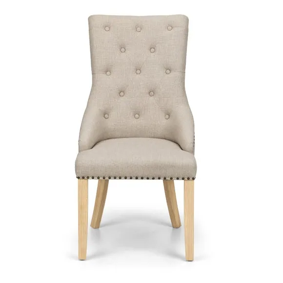 Loire Set Of 2 Button Back Dining Chairs, Linen 5