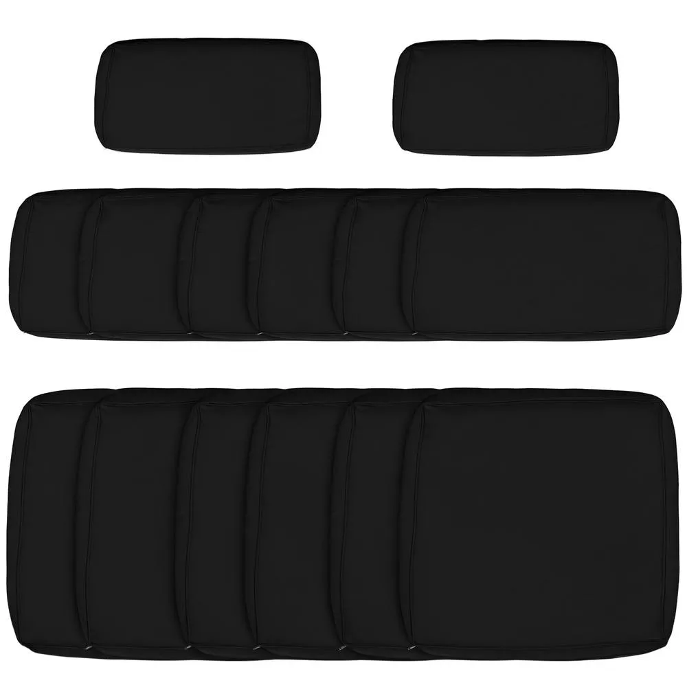 OUTSUNNY Garden Rattan Sofa Set Polyester Cover Replacement No Cushion in Black 2