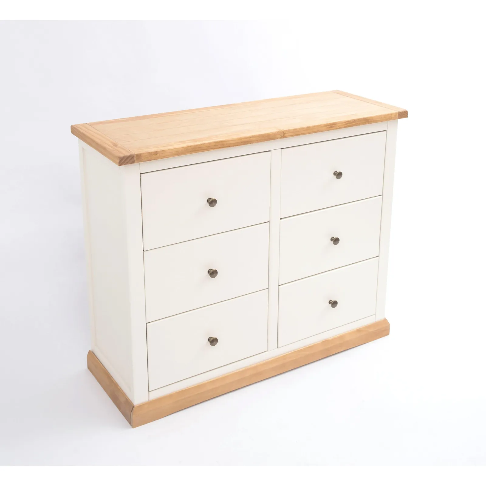 Cabinet Bits Trevi 6 Drawer Chest of Drawers Brass Knob in Off-White 3