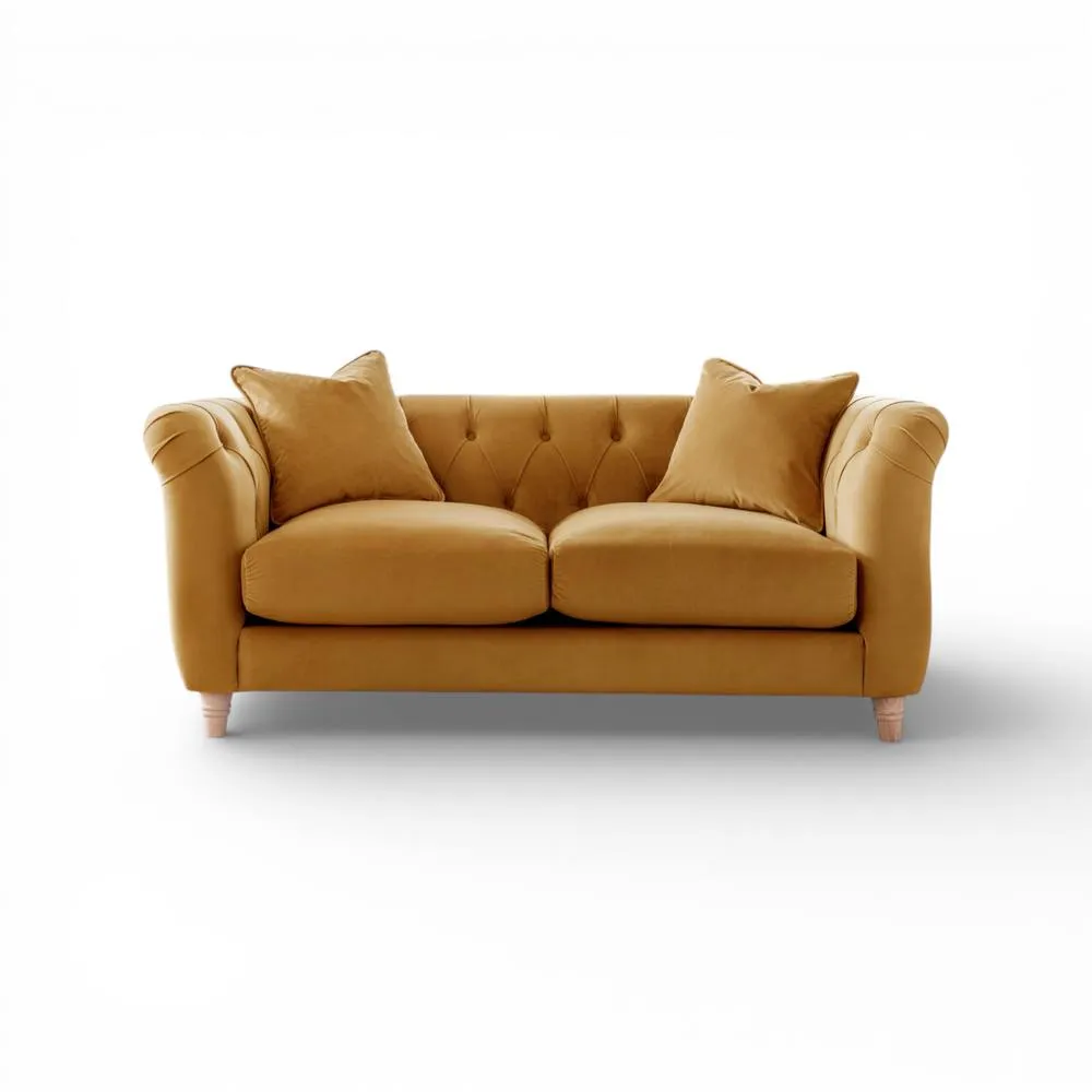 The Great Sofa Company Kensington 2-Seater Velvet Chesterfield Sofa in Mustard 3
