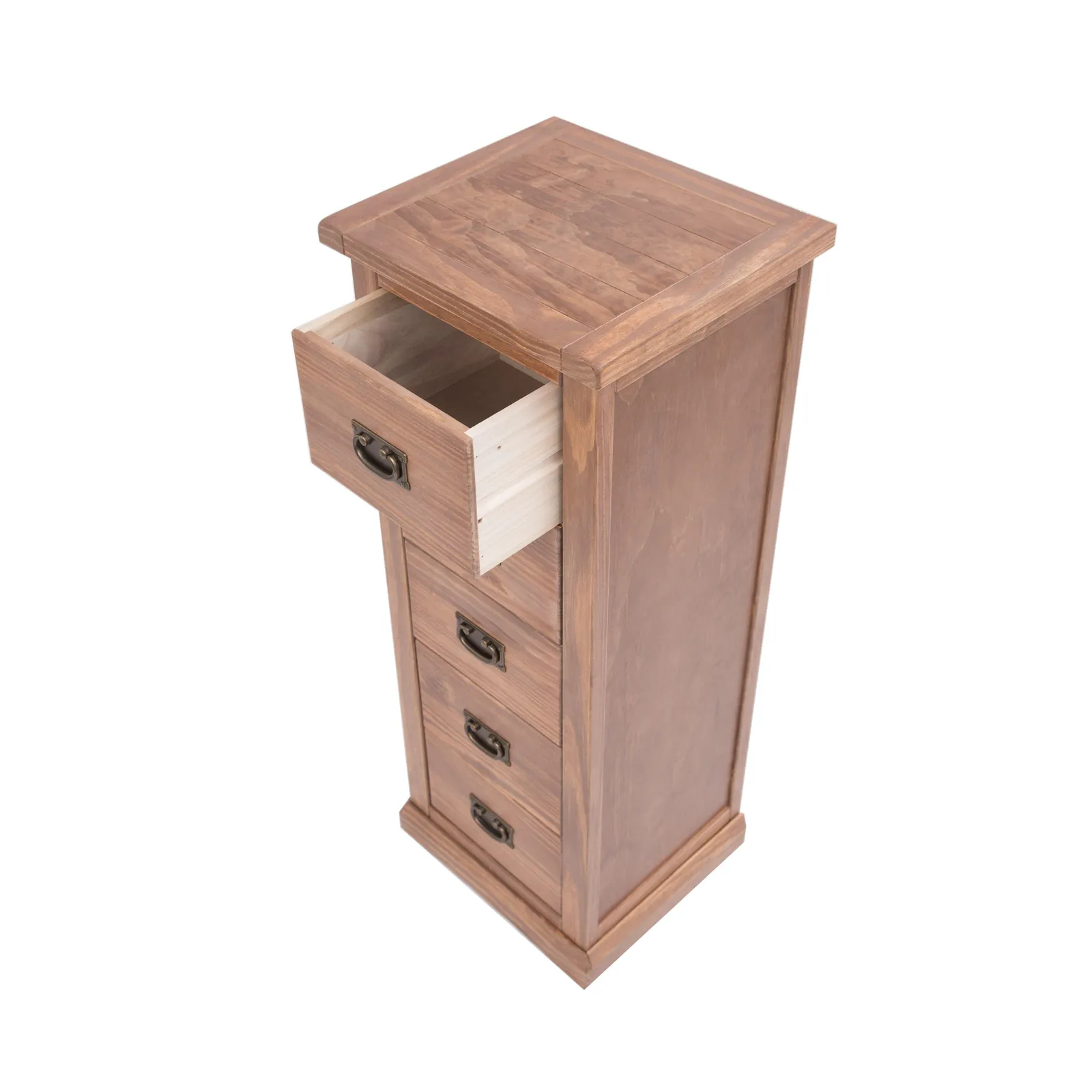 Cabinet Bits Tirolo 5 Drawer Narrow Chest of Drawers Bras Drop Handle in Brown 5