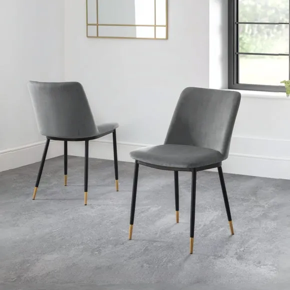 Delaunay Set of 2 Dining Chairs, Velvet