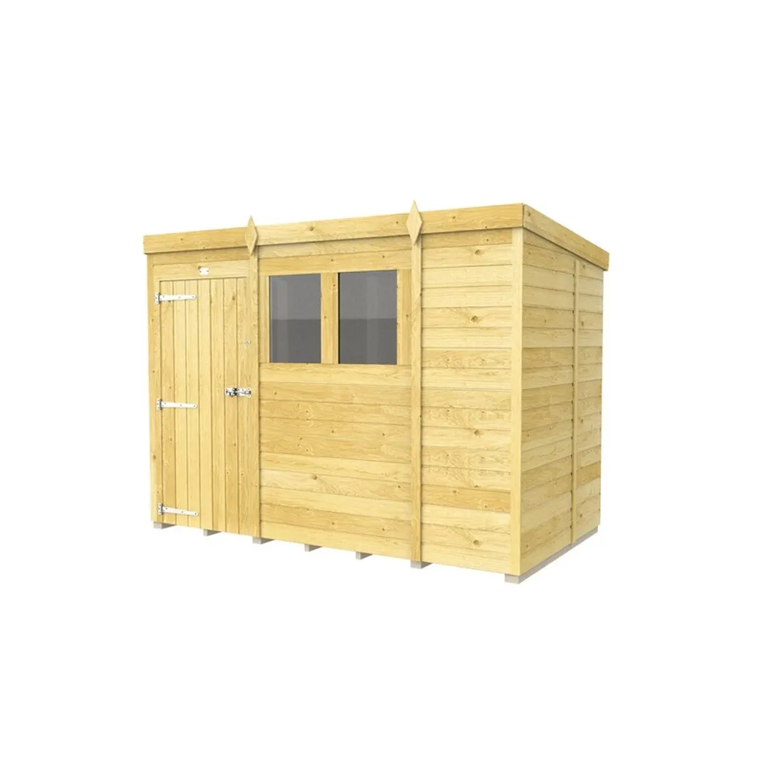 Buttercup Farm 9 x 5 Feet Pent Shed - Single Door W/ Windows - L147 x W276 x H201 cm in Brown 2