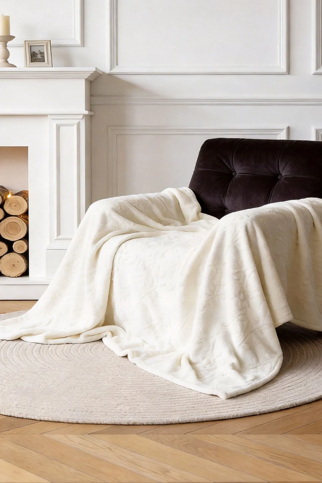 Living and Home Soft Warm Plush Fuzzy Throw Blanket in Beige
